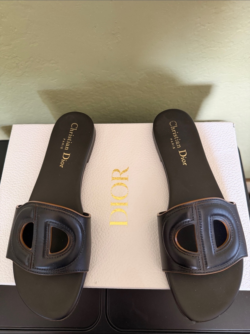 Dior D-Club slides in black calfskin size 37.5